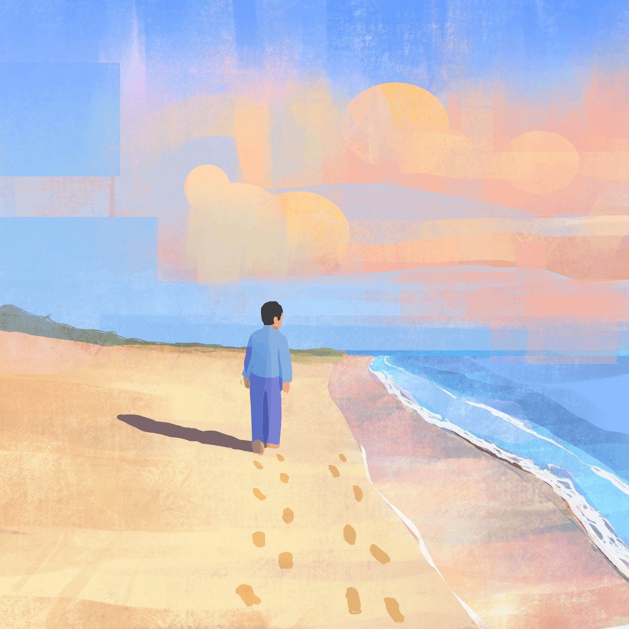 Footprints on the beach