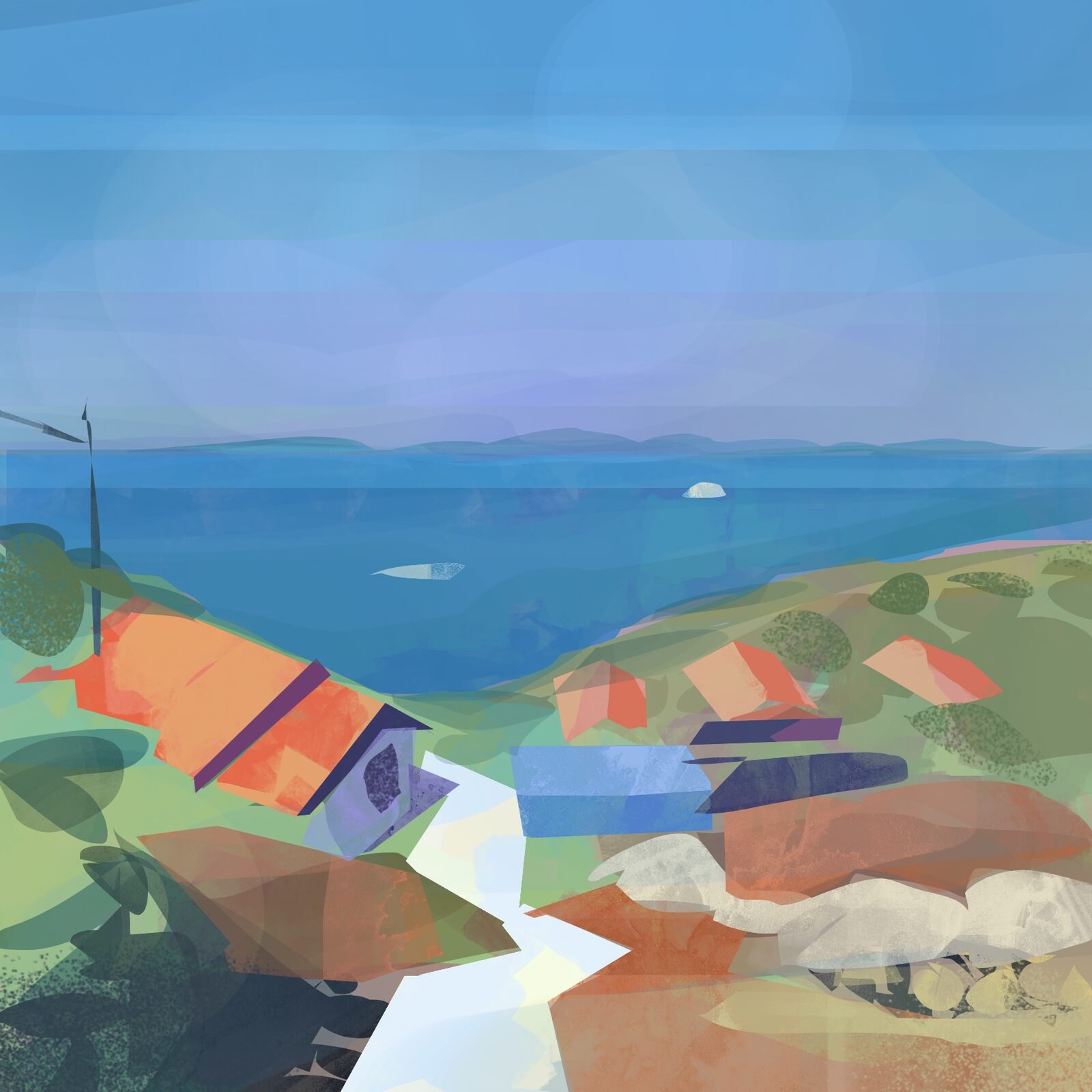 Coastal village overlooking the sea